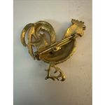 Beautiful Vintage Goldtone Red Rhinestone ROOSTER Chicken Brooch Pin Pin Gold Photo 3