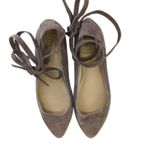 Vince Camuto Bevian Pointed Toe Flats Suede Leather Gray Ankle Wrap Gladiator 7 Photo 4