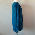 Bobbie Brooks Medallion Print Ruched Long Sleeve TShirt Blue Size 1X Photo 1