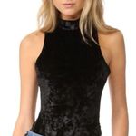 BB Dakota Bodysuit Womens X Small Black Velvet Open Back Criss Cross Halter Photo 0