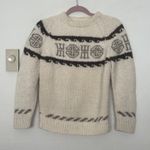 Vintage Handmade Knit 100% Wool Sweater Size XS / S Crew Neck Pullover Cream Photo 0