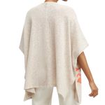 NWT Chicos Embroidered Knit Ruana Neutral Orange Floral Linen Cotton Size S/M Tan Photo 2