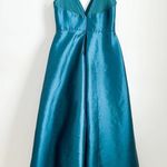 Monique Lhuillier Teal Mesh Formal Gown Sleeveless mesh insert Formal Dress 16 Photo 6