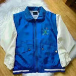 Vintage Mureli Silk Golf On The Green Graphic Bomber Jacket Medium Blue Photo 3