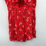 Free People Jinx Red & White Floral Print Cut Out Tie Front Romper Dress Size 4 Photo 4