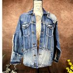Free People X Sandrine Rose Patchwork Oversize Denim Trucker Jacket Photo 5