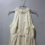 Vintage 60s 70s Beige halter maxi dress wedding Size Medium Lined Lace Zipper Photo 3