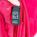 LOUNA Dress Women Size XS Midi Chiffon Red Open Black Deep V Flutter Sleeve Photo 2