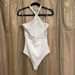 Abercrombie & Fitch  white ribbed soft cutout halter neck bodysuit, XL NWT Photo 0