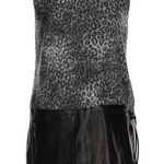 Rebecca Taylor  Black Leather Wool Leopard Animal Print Dress Size 10 Medium M Photo 0