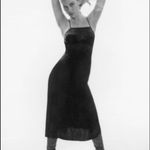 ZARA  MIDI SLIP SATIN DRESS Straight Neck w/ Spaghetti Straps Black Size S NEW Photo 2