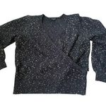 Violets & Roses Black Gold Metallic Sparkle Wrap Bishop Long Sleeve Sweater Top Size XL Photo 0