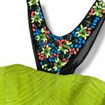 BCBGMAXAZRIA Silk Chiffon Beaded Cocktail Dress Green Size 2 Y2K Photo 4