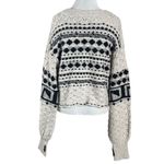 Free People Wool Fair Isle Harriet Crewneck Sweater Ivory Black Large Thumbholes Photo 9