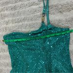Bebe Vintage Y2K Turquoise Sequin One Shoulder Mini Dress Mona V Party 1990s Photo 5