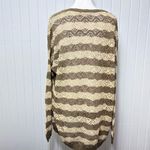 Peruvian Connection  Vintage‎ Crochet knit Brown and Cream Striped Sweater Size L Photo 4