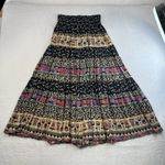 VTG Y2K Sz 4 Carole Little Skirt Cottagecore Abstract Boho Maxi Elastic Waist Black Photo 2