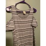 Faded Glory  Gray And White Striped Cold Shoulder T-shirt Dress Size M Photo 2