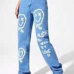 SheIn "all you need is love" high waisted women's straight leg jeans size XS Photo 0