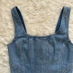 Aritzia Denim Forum The Nikki Denim Bustier Corset Top Zip Up Light Wash Sz S Photo 3