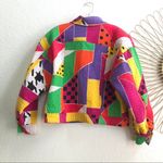 RARE 1980s Vintage Rickie Freeman Teri Jon 100% Silk Multicolor Quilted Silk Jacket Long Sleeve Photo 2