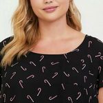 Torrid NWT Candy Cane Black Abbey Georgette Button Back Holiday Top Size 6X Photo 1