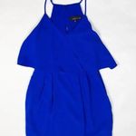 Adelyn Rae  Solid Blue Crepe Flirty Ruffle Overlay Sleeveless Tank Mini Dress M Photo 0