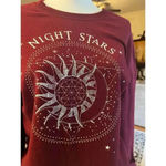 Cold Crush  sweatshirt night stars long sleeve maroon small Photo 1