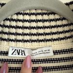 ZARA Women’s Collared Knit Sleeveless Sweater Black and Cream Size XL Photo 4