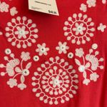 Premise NWT! Pink Corel embellished t-shirt Blouse with white embroidery. Sz L Photo 2