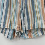 Briggs New York Briggs Linen Blend Pull On Shorts Blue Orange Stripe Pockets Drawstring Size M Photo 2