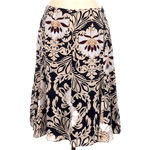 Ann Taylor | 100% Silk Cream & Black Floral Bohemian A-Line Skirt Size 10 Medium Photo 1