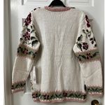 VTG Chunky Floral Embroidered Cardigan M Cottagecore Grannycore Boho 90's NWT Pink Size M Photo 2