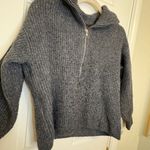 Vince Camuto  Charcoal Ribbed Half Zip Sweater Collared Cozy Minimalist Knit S Photo 5