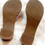 Apostrophe Jaclyn Leather Thong Whipstitch Kitten Heel Sandals Purple White 6 Photo 3