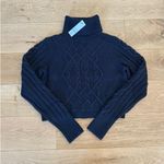 Topshop - Cable Knit Turtle Neck Sweater in Navy Blue Photo 0