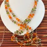 Joan Rivers Vibrant Orange and Green Crystal Bead Necklace 60”-63” Photo 1