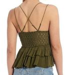Free People Adella Cami Crochet Lace Flowy Tiered Crisscross Olive Sparrow S New Photo 3
