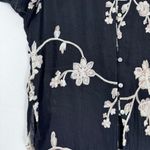Figs & Flower embroidered black short sleeve button down lace top size M Size M Photo 3