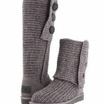 UGG  • Cardy II Boot grey ribbed knit sweater triple button fold over slouch Photo 0