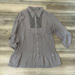 Ny Collection XL Grey Boho Style Button down Shirt, pit to pit is 22, length is 27 Photo 3