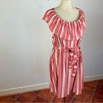 ASOS Plus Red Stripe Tie Waist Dress Size 24 Photo 1