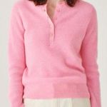 White + Warren Cashmere Waffle Henley Light Pink Size M Photo 0