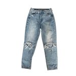 American Eagle Mom Jean Comfort Stretch Waistband Ripped Knees High Rise 0 Short Photo 1