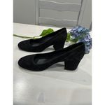 Elie Tahari Elie Tahari Suede Block Heel Pumps Comfortable Slip On Shoes Black 38.5 Photo 3