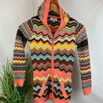 Missoni Cotton Rayon Knit Chevron Print Zip Up Hoody Cardigan Sweater S Photo 4