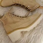 Sorel  | NIB Combat Moto Hi-Line Heel Lace Boot Ceramic Tan Chalk White | Size 9 Photo 3