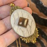 Handmade Handcrafted cowhide vintage gem cameo pendant on chain necklace Photo 0