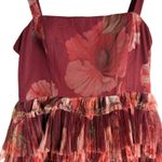Hutch  Nalina Wine Red Floral Tiered Sleeveless Formal Maxi Dress 14 Photo 7