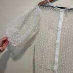 White sheer polka dot puff sleeve top Photo 1
